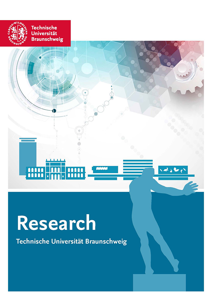 Titelblatt des Forschungskatalogs mit Silhouetten der Gebäude und dem Titel "Research"