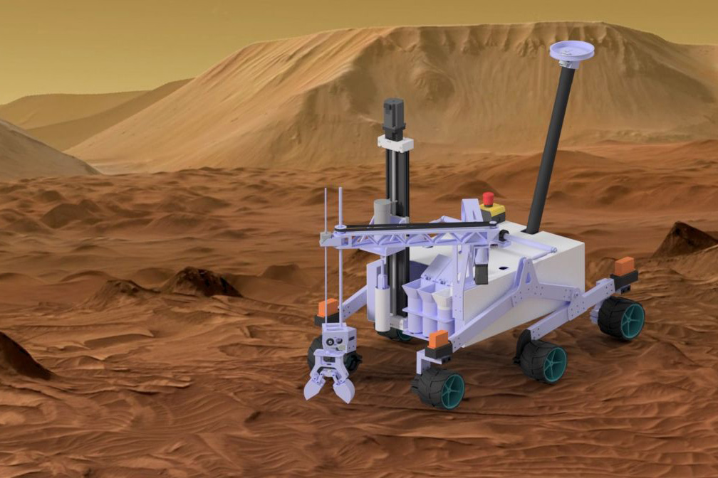 Modell  des fertigen Mars-Rover „Orthos“.
